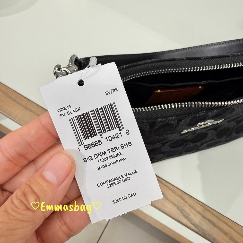 Coach Teri Shoulder Bag In Signature Denim CDE43 denim/Silver/Black - Picture 6 of 6